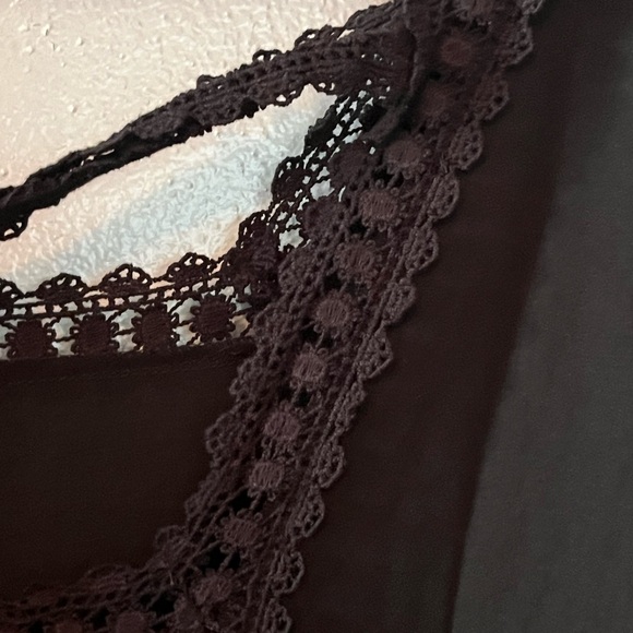 ODDY Black Shift Boho With Lace Trim Mini Dress Size Medium - Picture 4 of 8